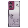 Custodia Per Motorola Edge 50 Fusion ILING, Pattern Rose Viola Con Strass Brillantini, Cover In Silicone TPU Morbido Antiurto - 6