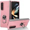 Pink For Samsung Galaxy Z Fold5 5G Ring Kickstand Phone Case Hard PC Anti-drop Cover Support Magnetic Car Mount - Pink