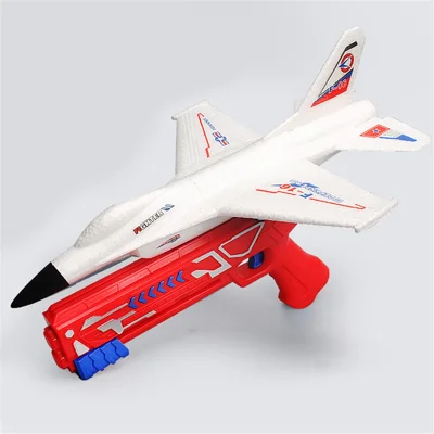 Brinquedo de Avião Voador com Lançador, Brinquedo de Planador de Espuma para Atirar, Catapulta de Avião para Crianças, Presentes de Aniversário para Meninos - Branco