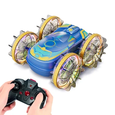 JC04P 2.4G Remote Control 4WD Amphibious Stunt Car Toy Gift with LED Lights, Single Controller (CE / CPC / ASTM / EN71 Certified) - Blue
