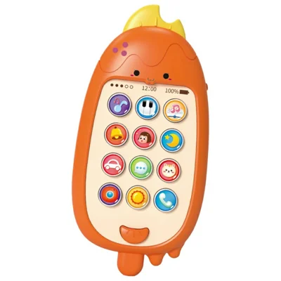 609 Ice Lolly Shape Teether Musical Telephone Baby Early Learning Phone Toy with Music and Light - Orange