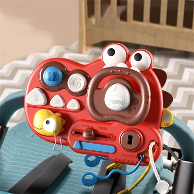 Jouet de volant de dinosaure pour bébé / tout-petit Montessori Apprentissage précoce Multi-Fonctionnel Jouet de simulation apaisante - Rouge