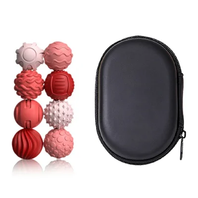 8Pcs / Set Magnetic Sensory Balls Silicone Anti Anxiety Stress Relief Toy Gift with Storage Case - Pink