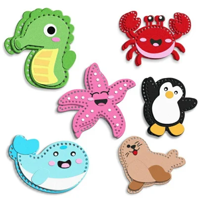 8015 / 8010 6Pcs Kit artigianale in feltro a tema natalizio con animali marini per bambini Cucito fai-da-te Decorazioni natalizie Forniture per artigianato Regalo educativo - Motivi di animali marini