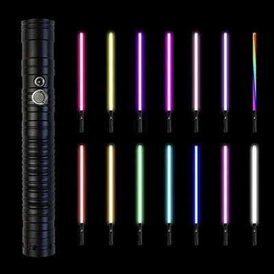 1Pc Juguete Espada Láser Luminosa 2 en 1 Hoja RGB Iluminada Mango de Metal de 15 Colores Espada Luminosa - Patrón Circular Negro