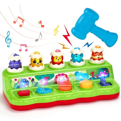 Jouet Whack A Mole pour Bébé Animaux Pop Up Interactifs Jeu Musical Éducatif Apprentissage Précoce Cadeau - Rouge