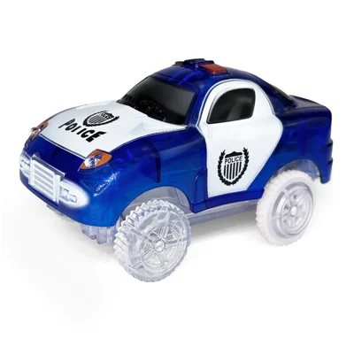 Electric Glowing Magnetic Track Car Police Jeep Engineering Train Vehicle Battery Powered Track Toy - Blue Police Car