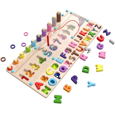MWDH-2401 Montessori Holz-Lernspielzeug Magnetisches Farb-Nummern-Labyrinth Formen-Puzzle Sortierspiel für Kinder