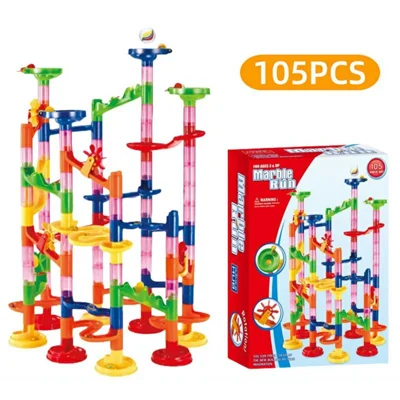 678-7 105Pcs Marble Run Building Set STEM Educational Toy 3D Puzzle Track Construction Kit for Children
