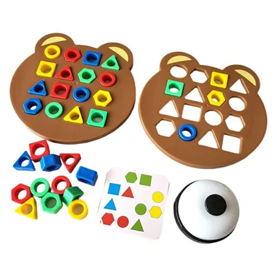 Jeu éducatif de correspondance de formes géométriques Little Bear, jeu d'entraînement cognitif, jouet cadeau pour enfants - Multicolore