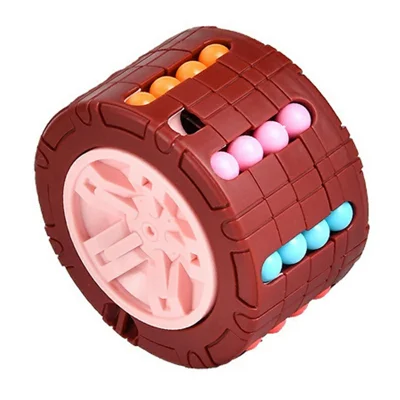117C Hamburger Cylinder Cube Magical Spinner Bean Puzzle Game Finger Gyro Kids Toy Gift - Red