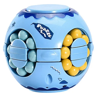 117M Rotate Slide Magic Bean Puzzle Cube Gyro Spinner Toy Fingertips Rotation Games Gift for Kid - Blue