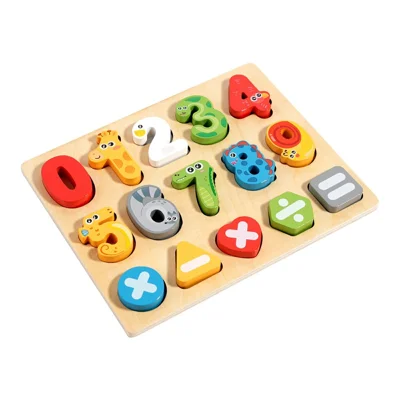 Juego de Rompecabezas de Madera MWDH-2514, Tablero de Números, Aprendizaje de Matemáticas, Juguete Educativo para Niños - Multicolor