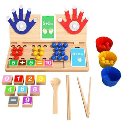 MWDH-2518 Bambini Clip Beads Matematica con Dita Conteggio Gioco Educativo Montessori per l'Infanzia - Multicolore