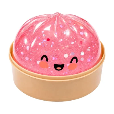 DOWMOO Transparent Pink Steamed Bun Shape Squeeze Toy with Steamer Box Stress Relief Toy for Adult Kids - 1 Piece