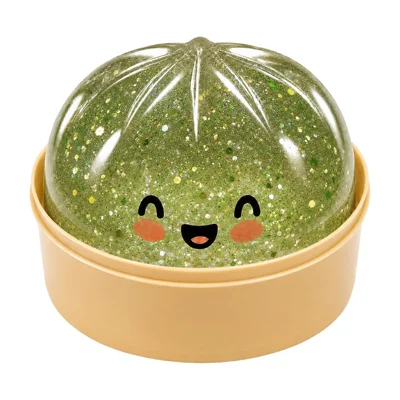 DOWMOO Gold Sequins Steamed Bun Shape Squeeze Toy with Steamer Box Stress Relief Toy for Adult Kids - 1 Piece