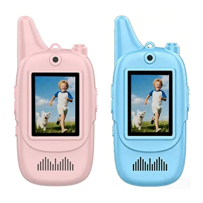ED2 2 Stück / Set Kinder-Video-Walkie-Talkie mit Kamera, Stimmenverzerrer, Lernspielzeug für Jungen und Mädchen - Rosa+Blau