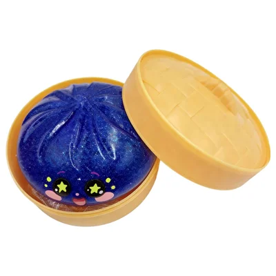 DOWMOO Kawaii Eyes Expression Steamed Bun Toy Slow Rising Stress Relief Toy Desktop Decor - Transparent Blue