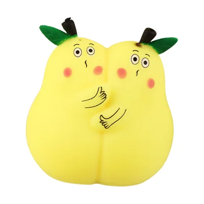 Kawaii Hugging Pear Squeeze Toy for Adults Kids Soft TPR Stress Ball Desktop Decor - 8x7.5cm