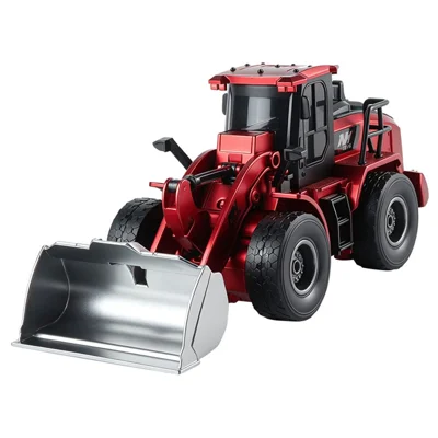 66-142 1:20 Scale Remote Control Bulldozer 9-Channel Construction Vehicle Engineering Truck 2.4G RC Excavator for Kids - Red