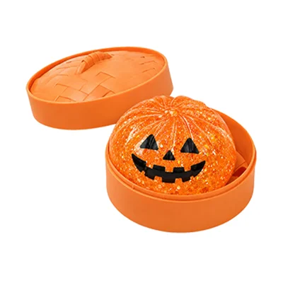 DOWMOO Halloween Dampfbrot Knautschspielzeug Langsames Aufsteigen Weiches TPR Stressabbau-Spielzeug - Orangefarbenes Kürbis