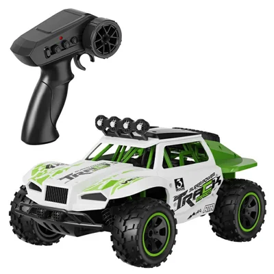 Véhicule tout-terrain télécommandé C35 1:18 avec 2 batteries 4WD 2,4 GHz 28-30 km/h, feux LED pour conduite tout terrain - Vert