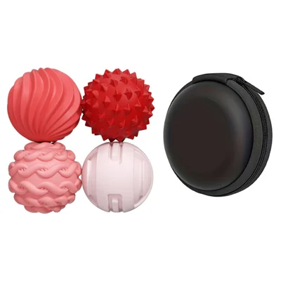 4Pcs 3.3cm Diameter Sensory Silicone Magnetic Balls with Storage Case Stress Relief Toy - Pink