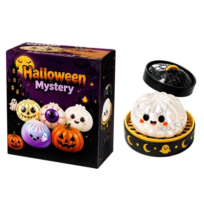 DOWMOO Halloween Geist Schädel Dampfbrötchen Matsch-Zeug TPR + Malztoff Tragbares Stressabbau-Spielzeug für Halloween - SKU00041863