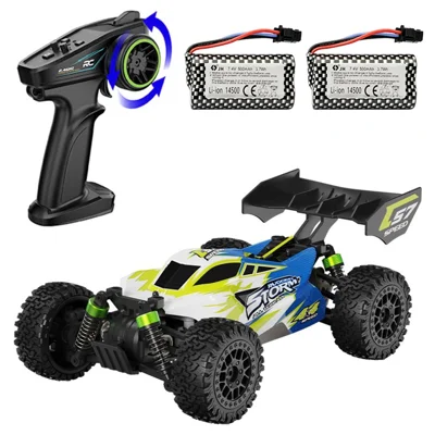 C57 1:24 High Speed RC Car with 2 Batteries 2.4GHz Full-Time 4WD for All-Terrain Driving - Blue