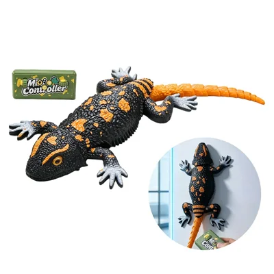 QX083 Brinquedo de Lagarto Controlado por Rádio que Escala Paredes 2,4 GHz com Sucção a Vácuo, Rotação de 360 Graus, Luzes LED para Criança - Preto+Laranja