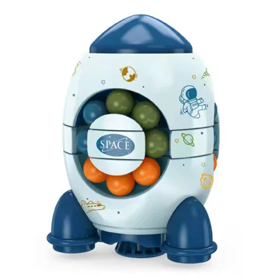 5.5 x 5.4 x 8cm Rocket Shape Magic Bean Cube ABS Puzzle Toy for Kids Students Educational Training - Blue