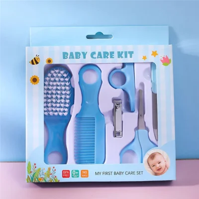 6Pcs / Set Baby Nail Care Set Toddler Nail Clippers Scissors Tweezers Nail File Kit New Mom Gift (Single-colored) - Blue