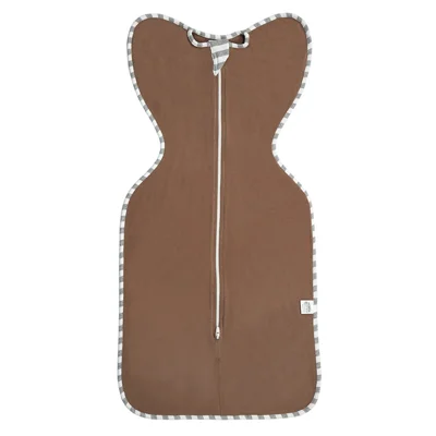 AB01 Cotton Baby Swaddle Blanket Zipper Anti-kicking Infant Sleeping Bag, Size M - Khaki