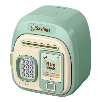 7604 Password + Fingerprint Automatic Saving Money Box Children Electronic Piggy Bank - Green