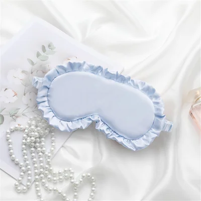 Máscara de Sueño Ruffles con Diseño de Sombreado, Resto de Viaje, Siesta, Sueño, Imitación de Seda Sombreada - Azul