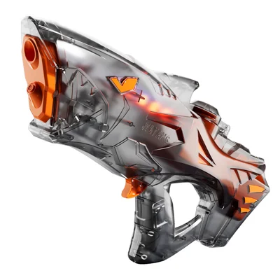 Electric Shark Water Gun for Kids 800ml Rechargeable Continuous Spray Pool Toy with LED Lights - Transparent Gray