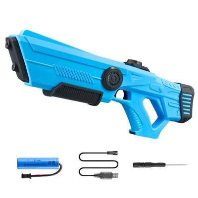 Pistola de Agua Eléctrica con Autocebado Y1, Alcance de 8-10 m, Regalo de Pistola Recargable - Azul