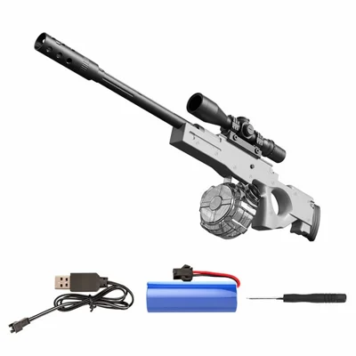 Pistola de Agua Eléctrica Y3AWM con Rociado Automático Continuo, Alcance Largo de 8-10 m, Juguete para Exterior para Niños a Partir de 6 Años - Gris