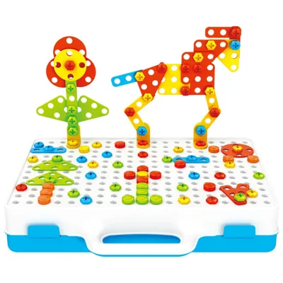 Electric Drill Building Kit for Children 3D Mosaic Puzzle Toy DIY STEM Educational Assembly Tool Set
