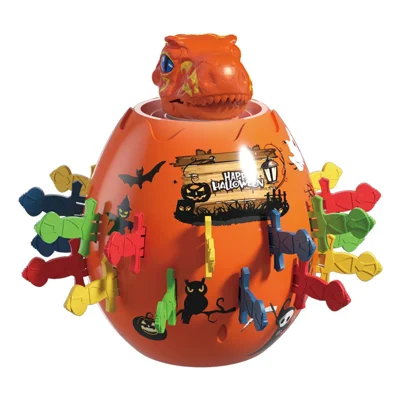 X027-11A Dinosaur Money Bank Interactive Toy with 24 Swords Animal Barrel Hilarious Gag Game - Orange