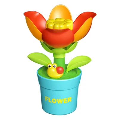 DB25831 Water Spray Flower Toys Rotating Sunflower Sprinkler Auto Blooming Garden Toy for Outdoor Kids Play - Red