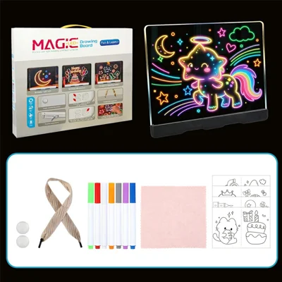 9619 LED Zeichentablett mit Batteriebetrieb, 10 Farben, Lichtdurchschreibmappe aus Acryl für Kinder, DIY – Transparent