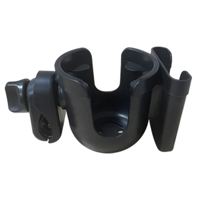 Support Téléphone et Porte-Bouteille 2-en-1 pour Poussette, Support Universel Rotatif à 360°, Organisateur de Poussette pour Gourde - Noir