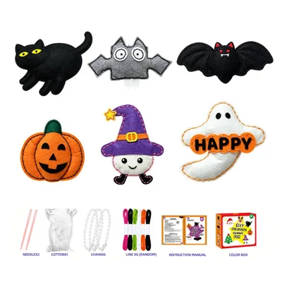 9154 Kit Artesanal de Costura Manual de Halloween DIY Jogo Criativo de Montagem Brinquedo de Coordenação Mão-Olho para Crianças