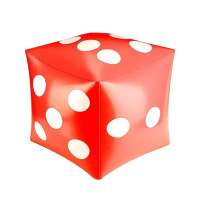 Dado Hinchable, Puntos de Seis Caras, Inflado Manual, Taburete Estable Tras Inflar para Eventos de Interior y Exterior - Rojo