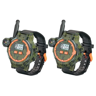 060 2Pcs Kids Mini Walkie Talkie Watch Hands-Free Talking Flashlight Compass Rechargeable Interphone