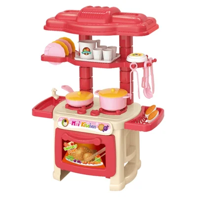 623-C1 Children Mini Kitchen Pretend Play Toys Girls DIY Role Play Realistic Cooking Utensils Countertop Toy Set