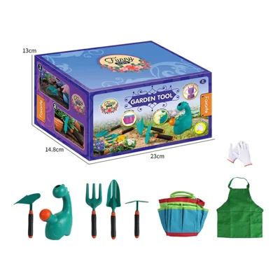 LT9903 Ensemble de 8 pièces d'outils de jardinage pour enfants, jouet de jeu de simulation de plantation, jeu de sable à la plage - Vert