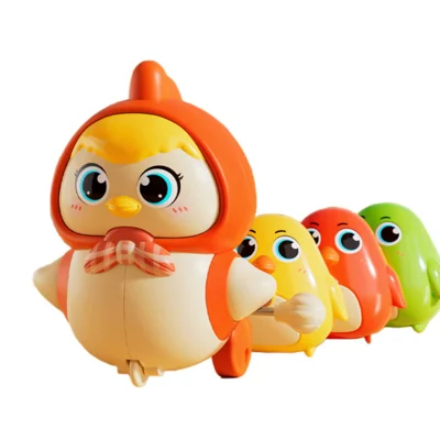 DOWMOO 4-delige opwindbare kippenset Moederkip met 3 kuikens Loopleerstuk voor kinderen