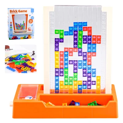 2145 3D Tetris Building Block Puzzle Toy Parent-Child Interactive Desktop Game - Orange Base